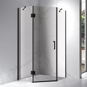 BPS-koupelny Päťuholníkový sprchový kút KZ10B BL 90x90 čierna/transparent - bez vaničky