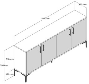 Skrinka Kim 180 (Orech + Krémová). Vlastná spoľahlivá doprava až k Vám domov. 1072674