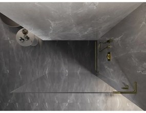 Mexen, Mexen Lunar L sprchová stena pravá 110 x 200 cm, priehľadná 8 mm, zlatá - 830L-110-000-50-00-P