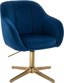 LuxuryForm DESIGN Stolička AVOLA VELUR na zlatom kríži - modrá