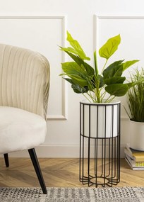 Kvetináč na stojane LOFT III 42 cm čierny/biely