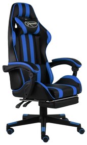 Herná stolička s opierkou na nohy čierna a modrá umelá koža