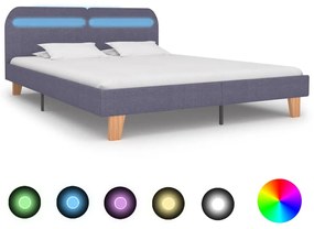 Rám postele s LED svetlom bledosivý látkový 180x200 cm