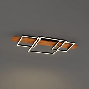 Dizajnové stropné svietidlo čierne štvorcové vrátane LED 3-krokové stmievateľné 3-svetelné - Nimue