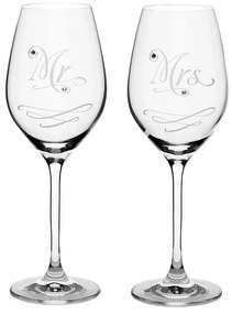 Poháre na víno CRYSTALS MR AND MRS 360 ml, 2 ks
