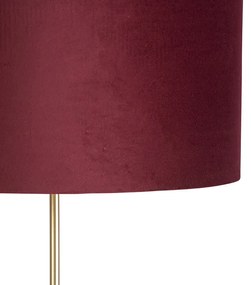 Stojaca lampa zlatá/mosadzná s červeným zamatovým tienidlom 40/40 cm - Parte