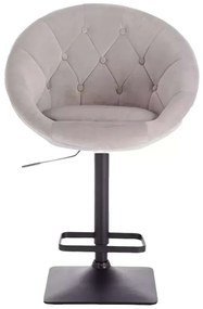 LuxuryForm DESIGN Barová stolička VERA VELUR na čiernej hranatej základni - svetlo šedá