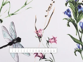 Biante Bavlnený okrúhly obrus Sandra SA-429 Lúčne kvietky s vážkami Ø 110 cm