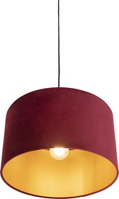 Čierne závesné svietidlo s červeným a zlatým zamatovým tienidlom 35 cm - Combi
