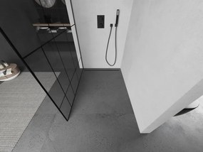 Mexen Kioto L, sprchová zástena Walk-In 80 x 200 cm, 8mm číre sklo čierny vzor, grafitový profil, 800-080-103-66-78