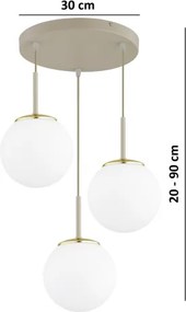 Brilagi - Závesný luster na lanku MILO ECRU 3xE27/60W/230V béžová/zlatá