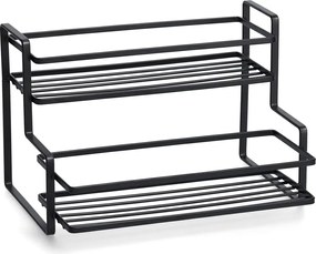 Zeller Present Polica na korenie, 2-poschodová, čierna RACK, 26 × 20 × 17