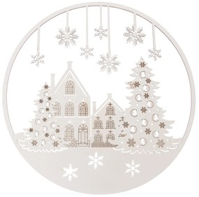 Drevená vianočná dekorácia na stenu Snehovévločky, 37 cm