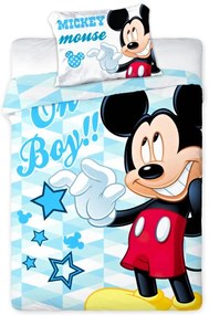 Posteľné obliečky do malej detskej postieľky Mickey Mouse - Disney - 100% bavlna - 40 x 60 cm + 100 x 135 cm