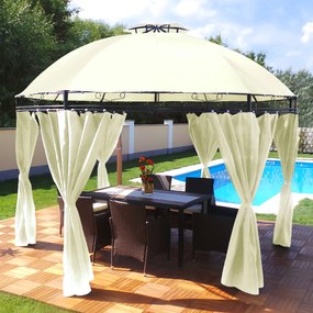 Záhradný altán s LED solárnym osvetlením BestBerg BBGG-21 / 350 x 274 cm / béžová