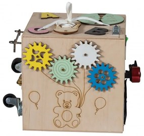 4631 Senzorická drevená manipulačná kocka pre deti 20,5cm