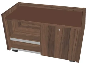 Mobilný kontajner Verno 100 x 50 cm so sklom, pravý, orech / hnedá