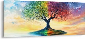 Obraz – Maľovaný strom ročných období (120x50 cm)