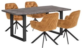 furniture-nabytek.cz - Masívna jedálenská súprava Bullwer so 4 stoličkami Carlton z akácie, lakovaná, kari / čierna