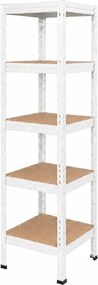 Regál 183x40x40 cm lakovaný 5-policový, nosnosť 875 kg, RIVET - biely