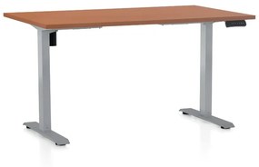 Výškovo nastaviteľný stôl OfficeTech B, 140 x 80 cm, sivá podnož, čerešňa