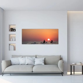 Obraz kanoistov pri západe slnka (120x50 cm)