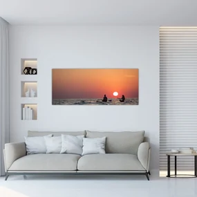 Obraz kanoistov pri západe slnka (120x50 cm)