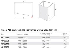 Mereo Mereo, Pivotové sprchové dvere, Novea, chróm ALU, sklo Číre, L/P prevedenie, MER-CK10933Z
