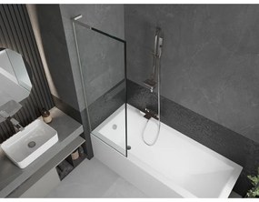 Mexen Next L, 1-krídlová vaňová zástena 60 x 150 cm, 6mm číre sklo-čierny vzor, 6mm číre sklo, profil brúsená oceľ, 895-060-000-03-70-97