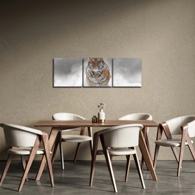 Obraz bežiaceho tigra v snehu (s hodinami) (90x30 cm)