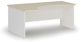 Ergonomický kancelársky pracovný stôl PRIMO WHITE, 1800 x 1200 mm, ľavý, biela/breza