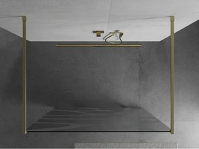 Mexen Kioto, sprchová zástena Walk-In 100 x 200 cm, 8mm číre sklo biely vzor, zlatý matný profil, 800-100-002-55-97