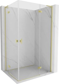 Mexen Mist-H L Duo, 2-krídlový sprchový kút 80 x 110 cm, číre sklo, zlatý matný profil, 8A5L-080L-110P-55-00