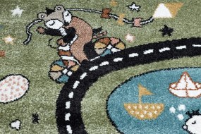 Dywany Łuszczów Detský kusový koberec Fun Route Street animals green - 140x190 cm