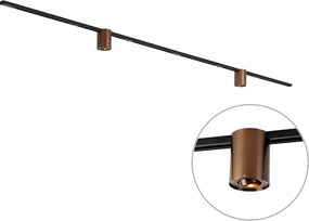 Moderný koľajnicový systém čierny s 2 tmavými bronzovými reflektormi 1-fázový - Iconic Rondoo Up