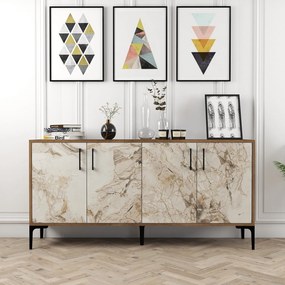 Konzolasztal Kiev 160 - Walnut, White Marble