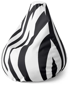 Sablio Sedací vak Pear Vzor zebry - 70 x 95 x 15 cm