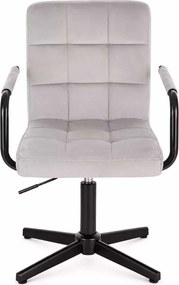 LuxuryForm DESIGN Otočná stolička VERONA BLACK VELUR na čiernom kríži - svetlosivá