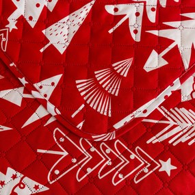 Červený prehoz na posteľ CHRISTMAS TREES Rozmer: 220 x 240 cm
