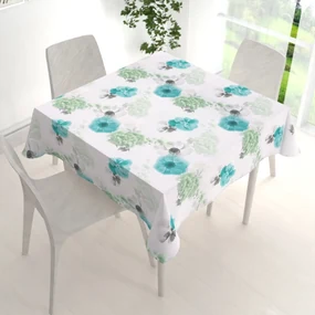 Biante Teflónový štvorcový obrus TF-044 Tyrkysové ruže na bielom 60x60 cm