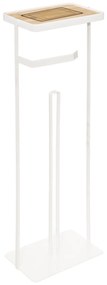 Stojan na toaletný papier Modern, biela/s drevenými prvkami