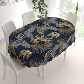 Biante Zamatový oválny obrus Tamara TMR-005 Papradie na modrosivom 120x140 cm