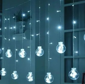 Svetelný záves gule 108 LED - studená biela