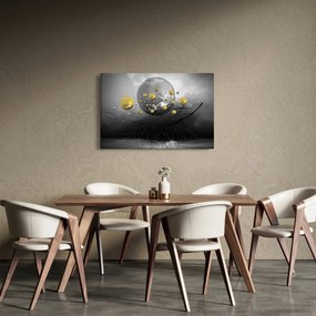 Obraz zlatých abstraktných gulí (90x60 cm)