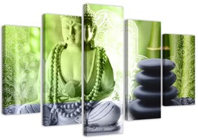 Obraz na plátně pětidílný Buddha Stones Green - 200x100 cm