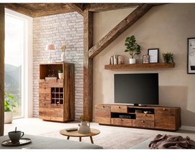 furniture-nabytek.cz - Masívna nástenná polica Oldwood z recyklovaného dreva, lakovaná, hnedá – 160 cm