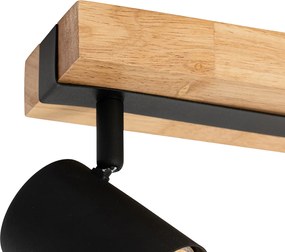 Inteligentný stropný reflektor čierny s drevom 2-svetelný nastaviteľný vrátane Wifi GU10 50mm - Jeana