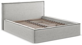 Svetlosivá čalúnená dvojlôžková posteľ s úložným priestorom s roštom 180x200 cm Anani – Makamii