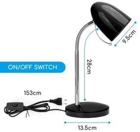 Aigostar - Stolná lampa 1xE27/36W/230V čierna/chróm