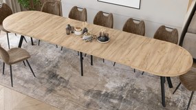 Mazzoni EXPANSO Dub Artisan / čierne nohy - OVÁLNY ROZKLADACÍ STÔL 160-360 cm PRE 16-18 OSÔB